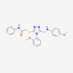 molecular formula C25H25N5O3S B420043 2-{[5-[(4-methoxyanilino)methyl]-4-(2-methoxyphenyl)-4H-1,2,4-triazol-3-yl]sulfanyl}-N-phenylacetamide 
