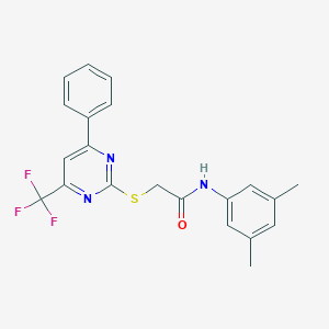 molecular formula C21H18F3N3OS B420046 N-(3,5-dimethylphenyl)-2-{[4-phenyl-6-(trifluoromethyl)-2-pyrimidinyl]sulfanyl}acetamide 