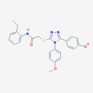 molecular formula C25H24N4O3S B420054 N-(2-ethylphenyl)-2-{[5-(4-hydroxyphenyl)-4-(4-methoxyphenyl)-4H-1,2,4-triazol-3-yl]sulfanyl}acetamide 