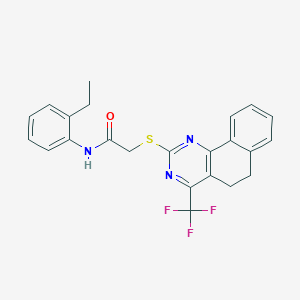 molecular formula C23H20F3N3OS B420056 N-(2-ethylphenyl)-2-{[4-(trifluoromethyl)-5,6-dihydrobenzo[h]quinazolin-2-yl]sulfanyl}acetamide 