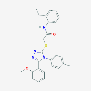 molecular formula C26H26N4O2S B420057 N-(2-ethylphenyl)-2-{[5-(2-methoxyphenyl)-4-(4-methylphenyl)-4H-1,2,4-triazol-3-yl]sulfanyl}acetamide 