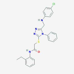 molecular formula C25H24ClN5OS B420058 2-({5-[(4-chloroanilino)methyl]-4-phenyl-4H-1,2,4-triazol-3-yl}sulfanyl)-N-(2-ethylphenyl)acetamide 