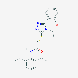 molecular formula C23H28N4O2S B420060 N-(2,6-diethylphenyl)-2-{[4-ethyl-5-(2-methoxyphenyl)-4H-1,2,4-triazol-3-yl]sulfanyl}acetamide 