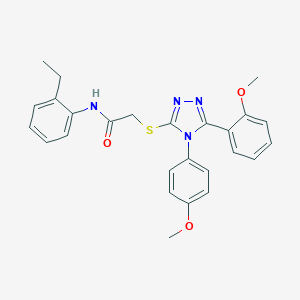 molecular formula C26H26N4O3S B420061 N-(2-ethylphenyl)-2-{[5-(2-methoxyphenyl)-4-(4-methoxyphenyl)-4H-1,2,4-triazol-3-yl]sulfanyl}acetamide 
