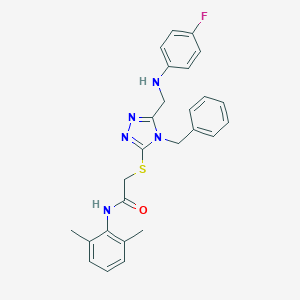 molecular formula C26H26FN5OS B420065 2-({4-benzyl-5-[(4-fluoroanilino)methyl]-4H-1,2,4-triazol-3-yl}sulfanyl)-N-(2,6-dimethylphenyl)acetamide 