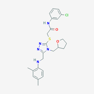 molecular formula C24H28ClN5O2S B420069 N-(3-chlorophenyl)-2-{[5-[(2,4-dimethylanilino)methyl]-4-(tetrahydro-2-furanylmethyl)-4H-1,2,4-triazol-3-yl]sulfanyl}acetamide 