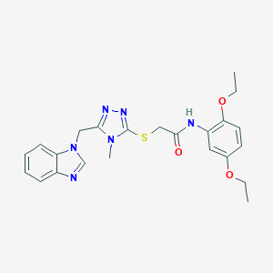 molecular formula C23H26N6O3S B420074 2-(5-Benzoimidazol-1-ylmethyl-4-methyl-4H-[1,2,4]triazol-3-ylsulfanyl)-N-(2,5-diethoxy-phenyl)-acetamide 