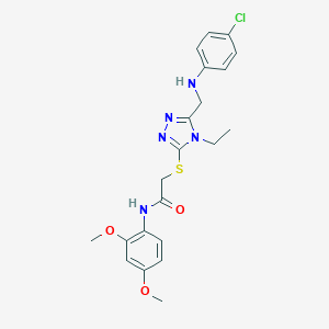 molecular formula C21H24ClN5O3S B420075 2-({5-[(4-chloroanilino)methyl]-4-ethyl-4H-1,2,4-triazol-3-yl}sulfanyl)-N-(2,4-dimethoxyphenyl)acetamide 