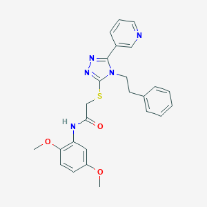 molecular formula C25H25N5O3S B420079 N-(2,5-dimethoxyphenyl)-2-{[4-(2-phenylethyl)-5-(3-pyridinyl)-4H-1,2,4-triazol-3-yl]sulfanyl}acetamide 