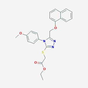 molecular formula C24H23N3O4S B420080 ethyl ({4-(4-methoxyphenyl)-5-[(1-naphthyloxy)methyl]-4H-1,2,4-triazol-3-yl}sulfanyl)acetate 
