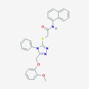 molecular formula C28H24N4O3S B420083 2-({5-[(2-methoxyphenoxy)methyl]-4-phenyl-4H-1,2,4-triazol-3-yl}sulfanyl)-N-(1-naphthyl)acetamide 