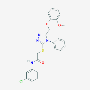 molecular formula C24H21ClN4O3S B420084 N-(3-chlorophenyl)-2-({5-[(2-methoxyphenoxy)methyl]-4-phenyl-4H-1,2,4-triazol-3-yl}sulfanyl)acetamide 