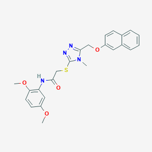molecular formula C24H24N4O4S B420085 N-(2,5-dimethoxyphenyl)-2-({4-methyl-5-[(2-naphthyloxy)methyl]-4H-1,2,4-triazol-3-yl}sulfanyl)acetamide 