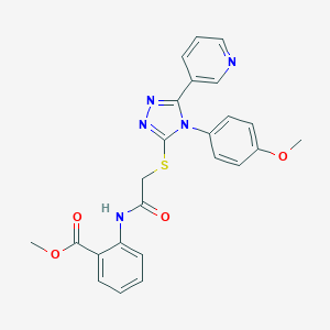molecular formula C24H21N5O4S B420088 Methyl 2-[[2-[[4-(4-methoxyphenyl)-5-pyridin-3-yl-1,2,4-triazol-3-yl]sulfanyl]acetyl]amino]benzoate 