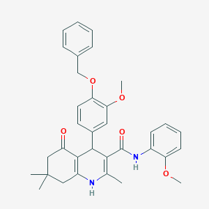 molecular formula C34H36N2O5 B420093 4-[4-(benzyloxy)-3-methoxyphenyl]-N-(2-methoxyphenyl)-2,7,7-trimethyl-5-oxo-1,4,5,6,7,8-hexahydro-3-quinolinecarboxamide 