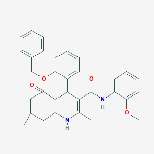 molecular formula C33H34N2O4 B420095 4-[2-(benzyloxy)phenyl]-N-(2-methoxyphenyl)-2,7,7-trimethyl-5-oxo-1,4,5,6,7,8-hexahydro-3-quinolinecarboxamide 