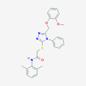 molecular formula C26H26N4O3S B420096 N-(2,6-dimethylphenyl)-2-({5-[(2-methoxyphenoxy)methyl]-4-phenyl-4H-1,2,4-triazol-3-yl}sulfanyl)acetamide 