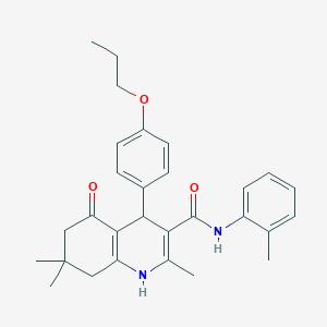 molecular formula C29H34N2O3 B420097 2,7,7-trimethyl-N-(2-methylphenyl)-5-oxo-4-(4-propoxyphenyl)-1,4,5,6,7,8-hexahydro-3-quinolinecarboxamide 