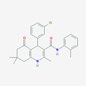 molecular formula C26H27BrN2O2 B420098 4-(3-bromophenyl)-2,7,7-trimethyl-N-(2-methylphenyl)-5-oxo-1,4,5,6,7,8-hexahydro-3-quinolinecarboxamide 
