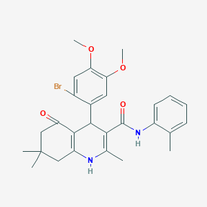molecular formula C28H31BrN2O4 B420100 4-(2-bromo-4,5-dimethoxyphenyl)-2,7,7-trimethyl-N-(2-methylphenyl)-5-oxo-1,4,5,6,7,8-hexahydro-3-quinolinecarboxamide 