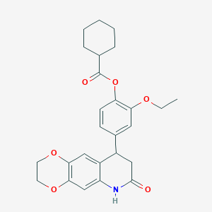 2-ETHOXY-4-{7-OXO-2H,3H,6H,7H,8H,9H-[1,4]DIOXINO[2,3-G]QUINOLIN-9-YL}PHENYL CYCLOHEXANECARBOXYLATE