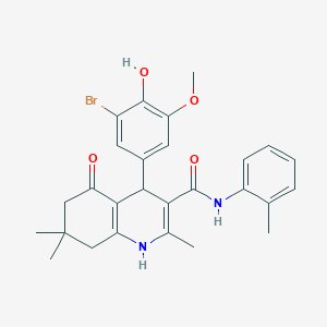 4-(3-bromo-4-hydroxy-5-methoxyphenyl)-2,7,7-trimethyl-N-(2-methylphenyl)-5-oxo-1,4,5,6,7,8-hexahydro-3-quinolinecarboxamide