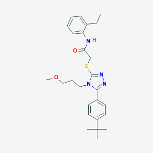 molecular formula C26H34N4O2S B420102 2-{[5-(4-tert-butylphenyl)-4-(3-methoxypropyl)-4H-1,2,4-triazol-3-yl]sulfanyl}-N-(2-ethylphenyl)acetamide 