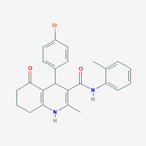 molecular formula C24H23BrN2O2 B420103 4-(4-bromophenyl)-2-methyl-N-(2-methylphenyl)-5-oxo-1,4,5,6,7,8-hexahydro-3-quinolinecarboxamide 