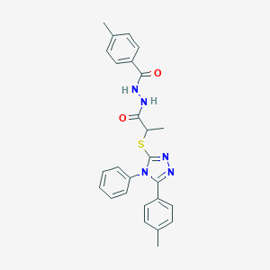 molecular formula C26H25N5O2S B420114 N'-(4-methylbenzoyl)-2-{[5-(4-methylphenyl)-4-phenyl-4H-1,2,4-triazol-3-yl]sulfanyl}propanohydrazide 