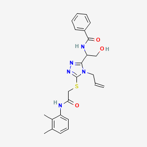 molecular formula C24H27N5O3S B4201143 N-{1-[4-allyl-5-({2-[(2,3-dimethylphenyl)amino]-2-oxoethyl}thio)-4H-1,2,4-triazol-3-yl]-2-hydroxyethyl}benzamide 