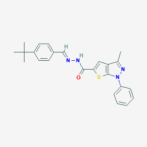 molecular formula C24H24N4OS B420115 N-[(E)-(4-tert-butylphenyl)methylideneamino]-3-methyl-1-phenylthieno[2,3-c]pyrazole-5-carboxamide CAS No. 402840-91-9