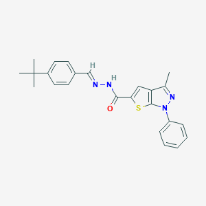 molecular formula C24H24N4OS B420115 N'-(4-tert-butylbenzylidene)-3-methyl-1-phenyl-1H-thieno[2,3-c]pyrazole-5-carbohydrazide CAS No. 402840-91-9