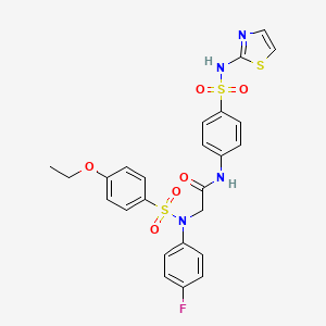 molecular formula C25H23FN4O6S3 B4201155 N~2~-[(4-ethoxyphenyl)sulfonyl]-N~2~-(4-fluorophenyl)-N~1~-{4-[(1,3-thiazol-2-ylamino)sulfonyl]phenyl}glycinamide 