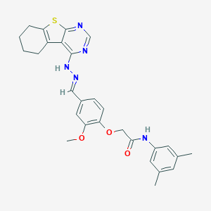 N-(3,5-dimethylphenyl)-2-{2-methoxy-4-[2-(5,6,7,8-tetrahydro[1]benzothieno[2,3-d]pyrimidin-4-yl)carbohydrazonoyl]phenoxy}acetamide