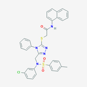 molecular formula C34H28ClN5O3S2 B420118 2-{[5-({3-chloro[(4-methylphenyl)sulfonyl]anilino}methyl)-4-phenyl-4H-1,2,4-triazol-3-yl]sulfanyl}-N-(1-naphthyl)acetamide 
