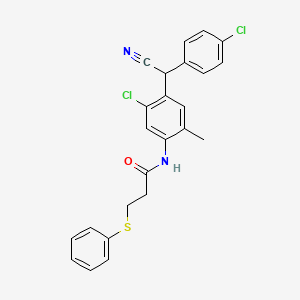 molecular formula C24H20Cl2N2OS B4201185 N-{5-chloro-4-[(4-chlorophenyl)(cyano)methyl]-2-methylphenyl}-3-(phenylsulfanyl)propanamide 