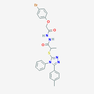 molecular formula C26H24BrN5O3S B420119 N'-[(4-bromophenoxy)acetyl]-2-{[5-(4-methylphenyl)-4-phenyl-4H-1,2,4-triazol-3-yl]sulfanyl}propanohydrazide 