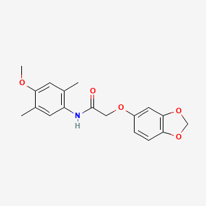 molecular formula C18H19NO5 B4201212 2-(1,3-benzodioxol-5-yloxy)-N-(4-methoxy-2,5-dimethylphenyl)acetamide 