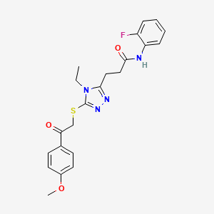 3-(4-ethyl-5-{[2-(4-methoxyphenyl)-2-oxoethyl]sulfanyl}-4H-1,2,4-triazol-3-yl)-N-(2-fluorophenyl)propanamide