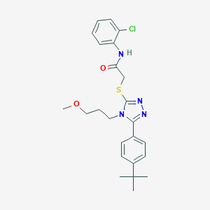 molecular formula C24H29ClN4O2S B420123 2-{[5-(4-tert-butylphenyl)-4-(3-methoxypropyl)-4H-1,2,4-triazol-3-yl]sulfanyl}-N-(2-chlorophenyl)acetamide 