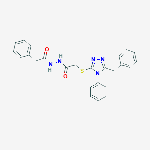 molecular formula C26H25N5O2S B420126 2-{[5-benzyl-4-(4-methylphenyl)-4H-1,2,4-triazol-3-yl]sulfanyl}-N'-(phenylacetyl)acetohydrazide 