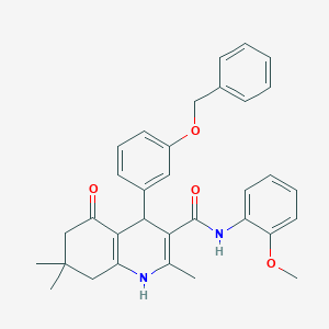 molecular formula C33H34N2O4 B420128 4-[3-(benzyloxy)phenyl]-N-(2-methoxyphenyl)-2,7,7-trimethyl-5-oxo-1,4,5,6,7,8-hexahydro-3-quinolinecarboxamide 