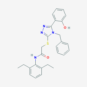 molecular formula C27H28N4O2S B420130 2-{[4-benzyl-5-(2-hydroxyphenyl)-4H-1,2,4-triazol-3-yl]sulfanyl}-N-(2,6-diethylphenyl)acetamide 