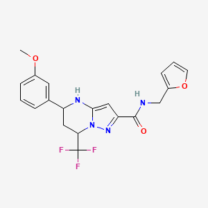 molecular formula C20H19F3N4O3 B4201340 N-(2-furylmethyl)-5-(3-methoxyphenyl)-7-(trifluoromethyl)-4,5,6,7-tetrahydropyrazolo[1,5-a]pyrimidine-2-carboxamide 