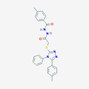molecular formula C25H23N5O2S B420136 N'-(4-methylbenzoyl)-2-{[5-(4-methylphenyl)-4-phenyl-4H-1,2,4-triazol-3-yl]sulfanyl}acetohydrazide 