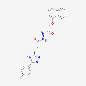 molecular formula C24H23N5O3S B420137 2-{[4-methyl-5-(4-methylphenyl)-4H-1,2,4-triazol-3-yl]sulfanyl}-N'-[(1-naphthyloxy)acetyl]acetohydrazide 