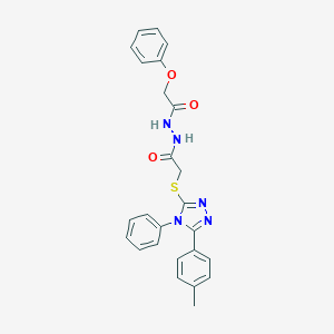 molecular formula C25H23N5O3S B420140 2-{[5-(4-methylphenyl)-4-phenyl-4H-1,2,4-triazol-3-yl]sulfanyl}-N'-(phenoxyacetyl)acetohydrazide 