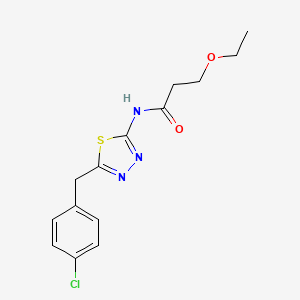 molecular formula C14H16ClN3O2S B4201408 N-{5-[(4-CHLOROPHENYL)METHYL]-1,3,4-THIADIAZOL-2-YL}-3-ETHOXYPROPANAMIDE 