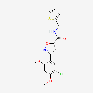 molecular formula C17H17ClN2O4S B4201418 3-(5-chloro-2,4-dimethoxyphenyl)-N-(thiophen-2-ylmethyl)-4,5-dihydro-1,2-oxazole-5-carboxamide 