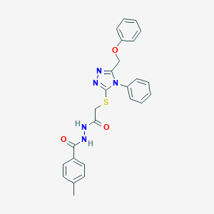 molecular formula C25H23N5O3S B420142 N'-(4-methylbenzoyl)-2-{[5-(phenoxymethyl)-4-phenyl-4H-1,2,4-triazol-3-yl]sulfanyl}acetohydrazide 